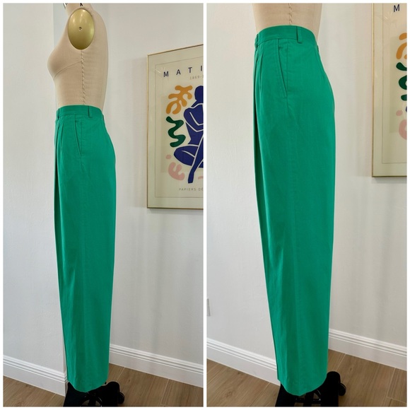 Vintage 80’s Green High-Waist Pleated Trousers - Picture 4 of 15